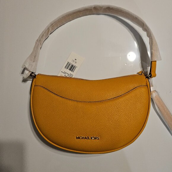 MICHAEL Michael Kors Handbags - Michael Kors Dover Medium Pebbled Leather Crossbody Bag Color Golden Rod